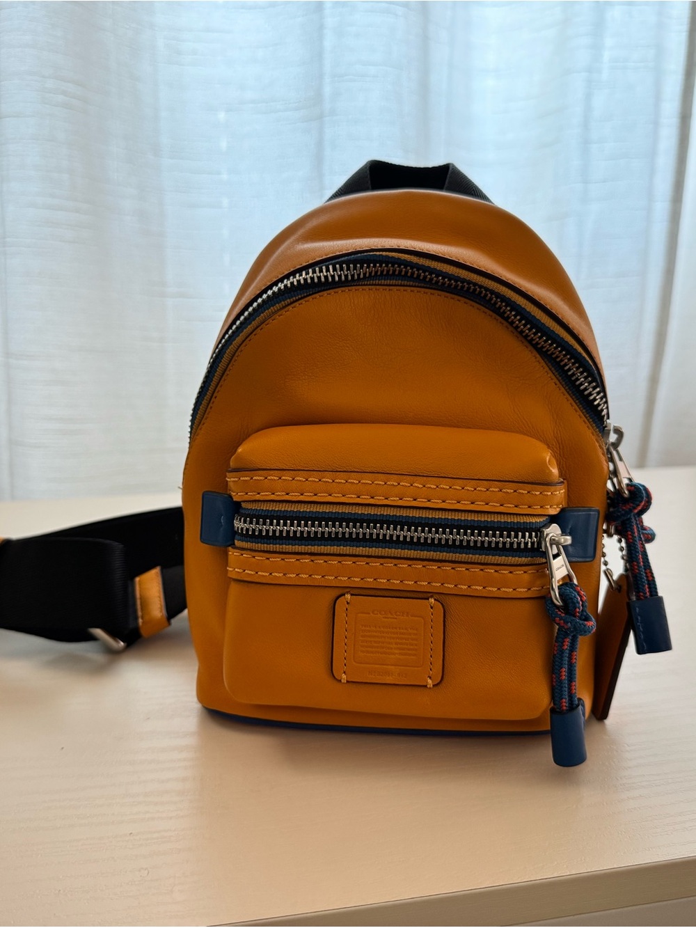 Coach Compact Mustard Leather Sling Bag